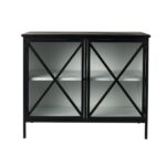 Contemporary Black Iron Sideboard with Glass Doors and Shelves 10 Contemporary Black Iron Sideboard with Glass Doors and Shelves