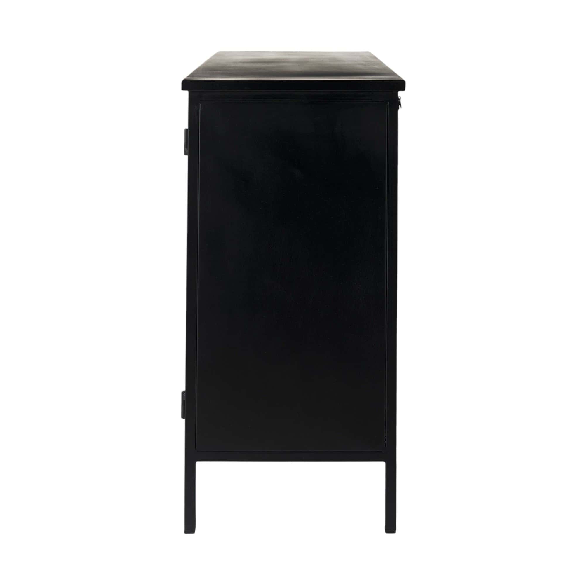 Contemporary Black Iron Sideboard with Glass Doors and Shelves 6 Contemporary Black Iron Sideboard with Glass Doors and Shelves - Image 6