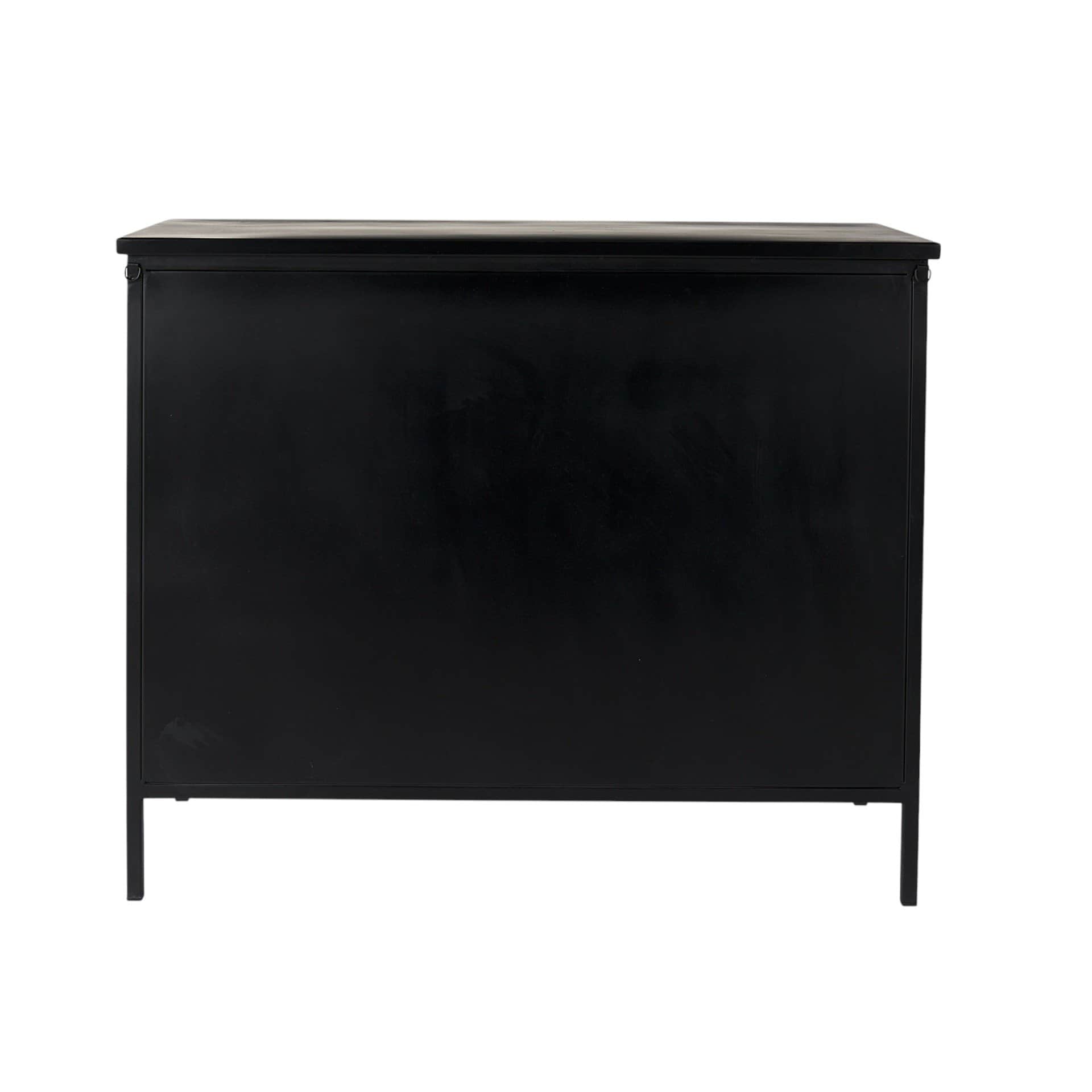 Contemporary Black Iron Sideboard with Glass Doors and Shelves 5 Contemporary Black Iron Sideboard with Glass Doors and Shelves - Image 5