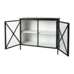 Contemporary Black Iron Sideboard with Glass Doors and Shelves 13 Contemporary Black Iron Sideboard with Glass Doors and Shelves