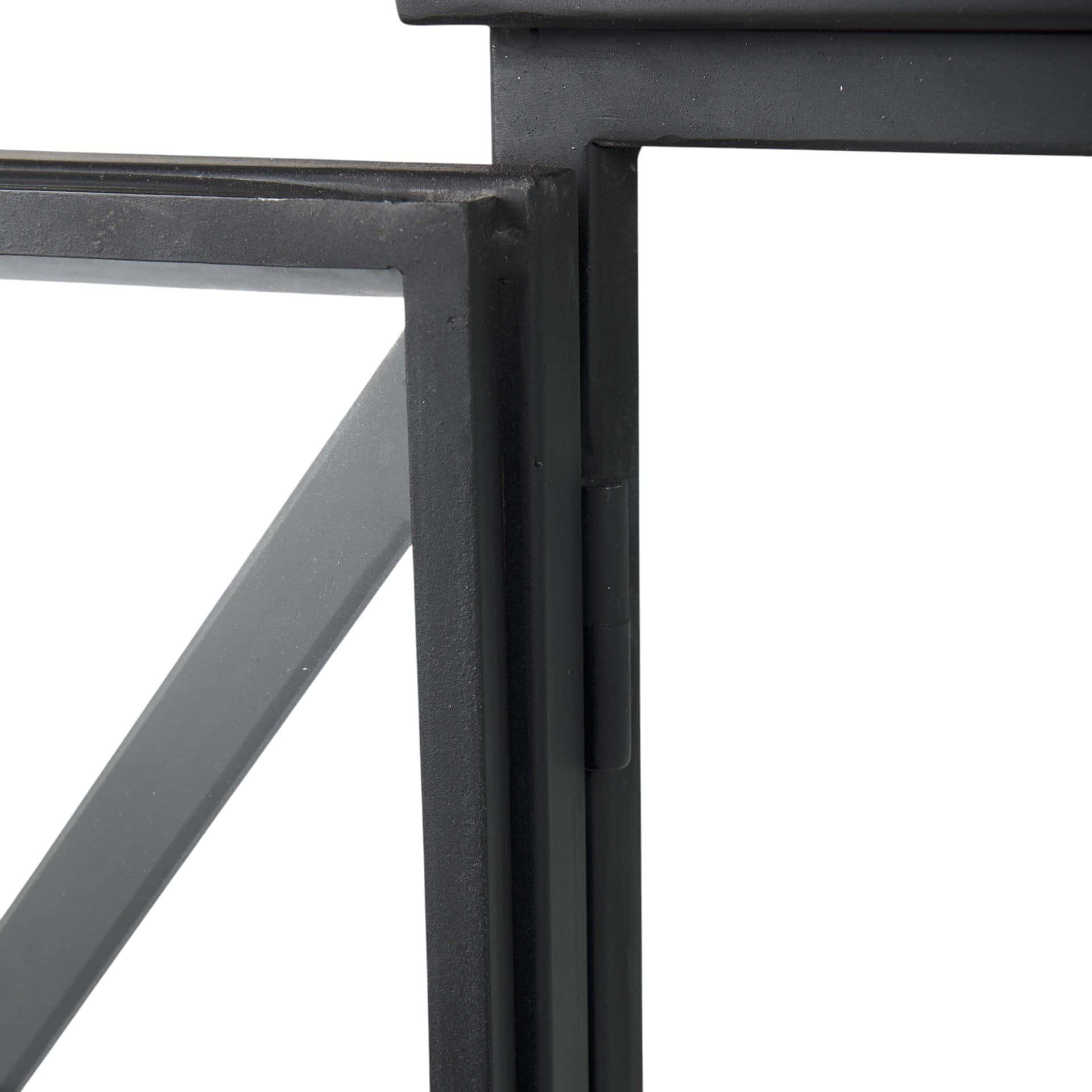 Contemporary Black Iron Sideboard with Glass Doors and Shelves 7 Contemporary Black Iron Sideboard with Glass Doors and Shelves - Image 7