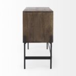 Dark Brown Two Door Cabinet With Black Metal Legs