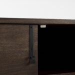 Dark Brown Two Door Cabinet With Black Metal Legs