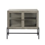 Gray Solid Wood Sideboard with Glass Doors and Shelves 10 Gray Solid Wood Sideboard with Glass Doors and Shelves