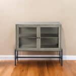 Gray Solid Wood Sideboard with Glass Doors and Shelves 11 Gray Solid Wood Sideboard with Glass Doors and Shelves