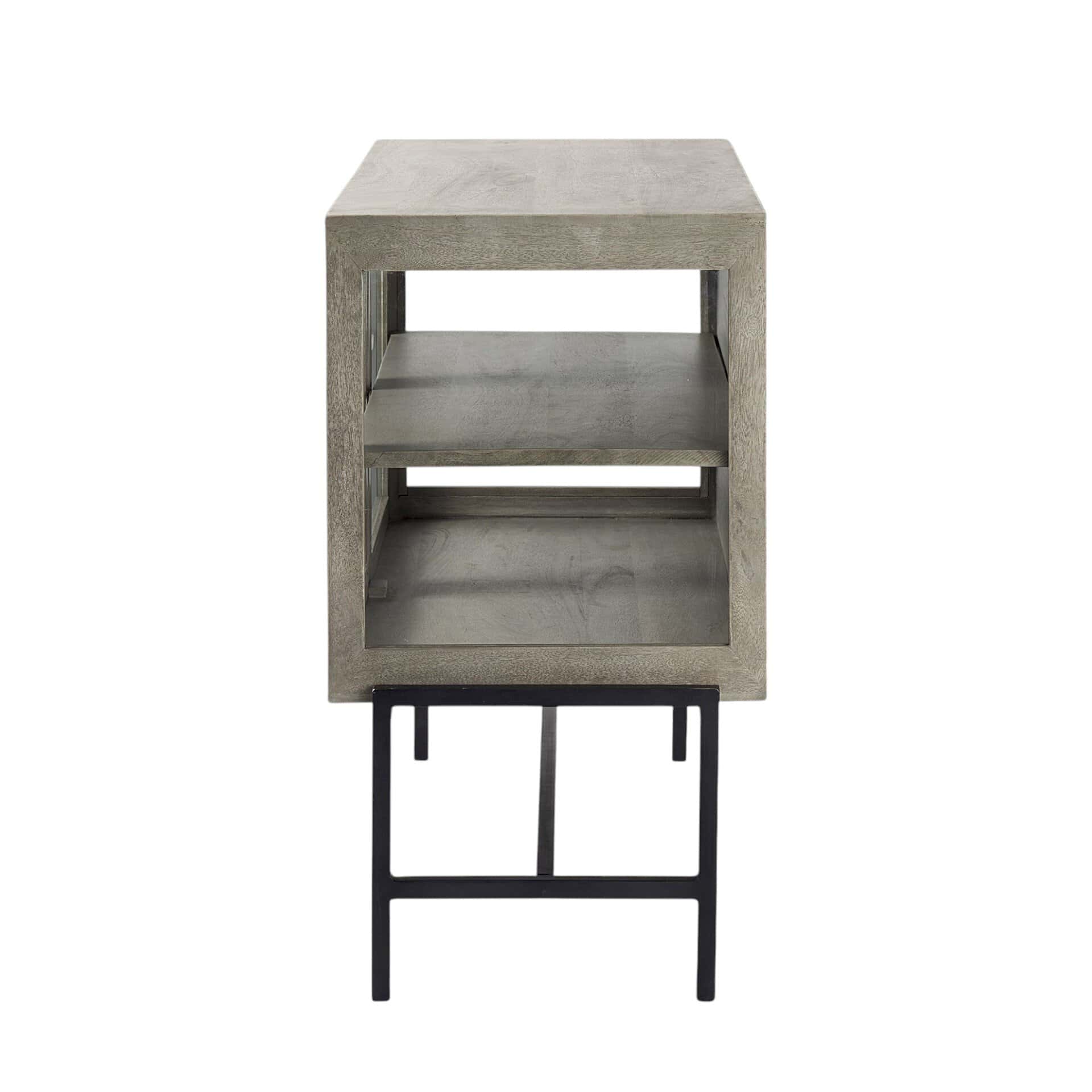 Gray Solid Wood Sideboard with Glass Doors and Shelves 5 Gray Solid Wood Sideboard with Glass Doors and Shelves - Image 5