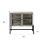 Gray Solid Wood Sideboard with Glass Doors and Shelves 17 Gray Solid Wood Sideboard with Glass Doors and Shelves