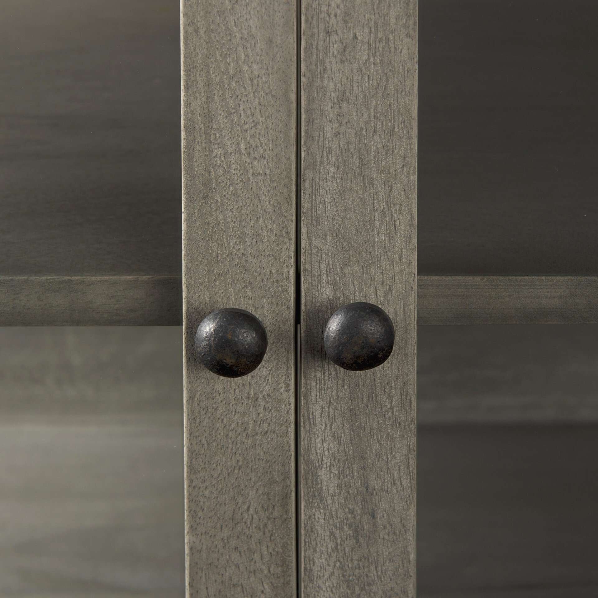 Gray Solid Wood Sideboard with Glass Doors and Shelves 7 Gray Solid Wood Sideboard with Glass Doors and Shelves - Image 7