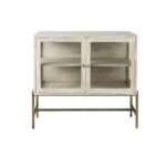 White Solid Wood Sideboard with Glass Doors and Shelves