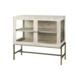 White Solid Wood Sideboard with Glass Doors and Shelves