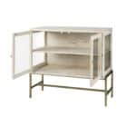 White Solid Wood Sideboard with Glass Doors and Shelves