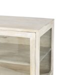White Solid Wood Sideboard with Glass Doors and Shelves