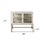 White Solid Wood Sideboard with Glass Doors and Shelves