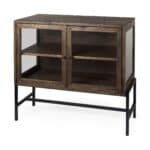 Rustic Dark Brown Two Door Glass Front Storage Cabinet 10 Rustic Dark Brown Two Door Glass Front Storage Cabinet
