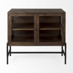 Rustic Dark Brown Two Door Glass Front Storage Cabinet 11 Rustic Dark Brown Two Door Glass Front Storage Cabinet