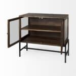 Rustic Dark Brown Two Door Glass Front Storage Cabinet 14 Rustic Dark Brown Two Door Glass Front Storage Cabinet