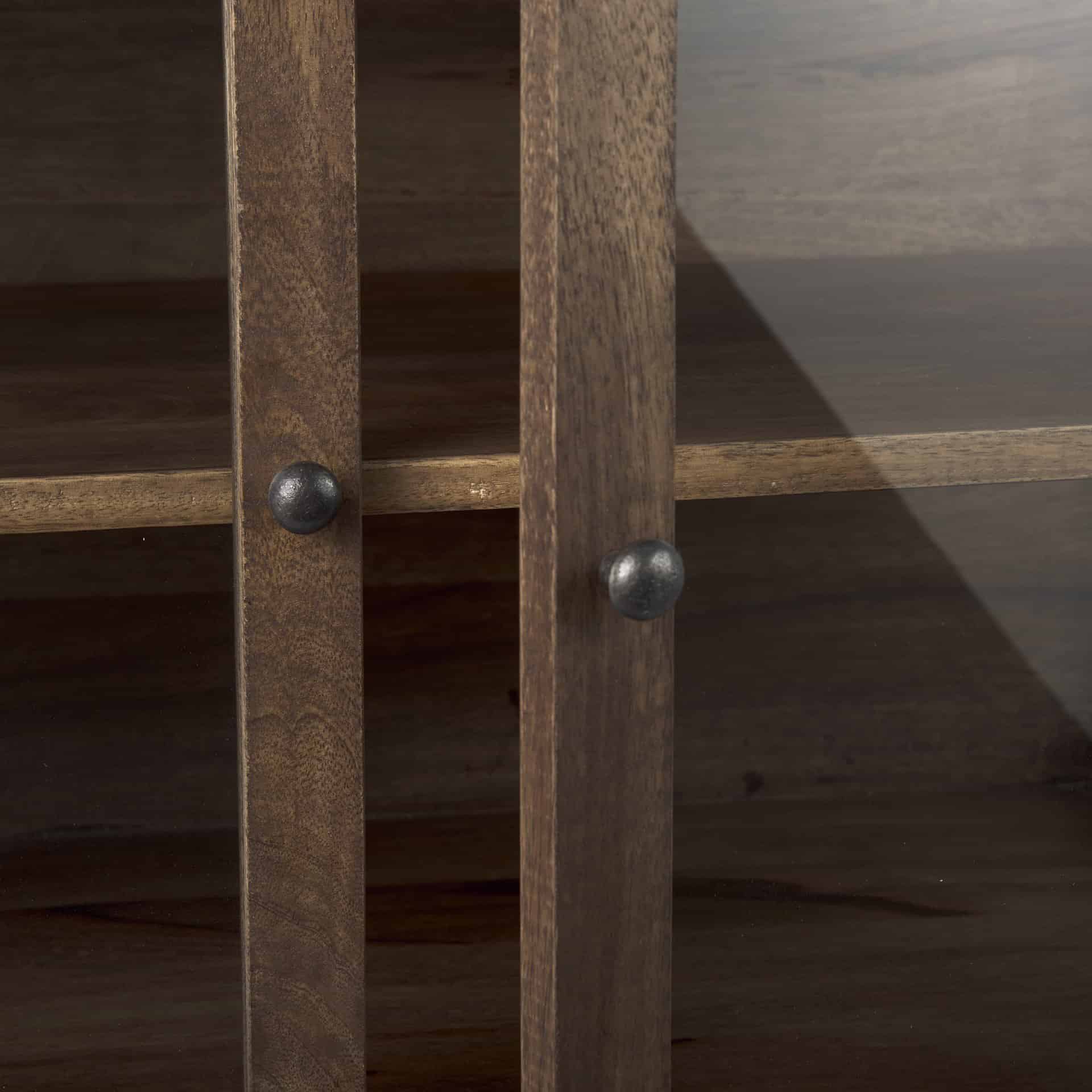 Rustic Dark Brown Two Door Glass Front Storage Cabinet 7 Rustic Dark Brown Two Door Glass Front Storage Cabinet - Image 7
