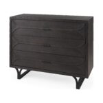 Dark Espresso Oval Accent Cabinet with Geometric Drawer Fronts