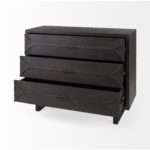 Dark Espresso Oval Accent Cabinet with Geometric Drawer Fronts