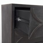 Dark Espresso Oval Accent Cabinet with Geometric Drawer Fronts