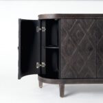 Curved Dark Brown Diamond Pattern Solid Wood Storage Cabinet 16 Curved Dark Brown Diamond Pattern Solid Wood Storage Cabinet