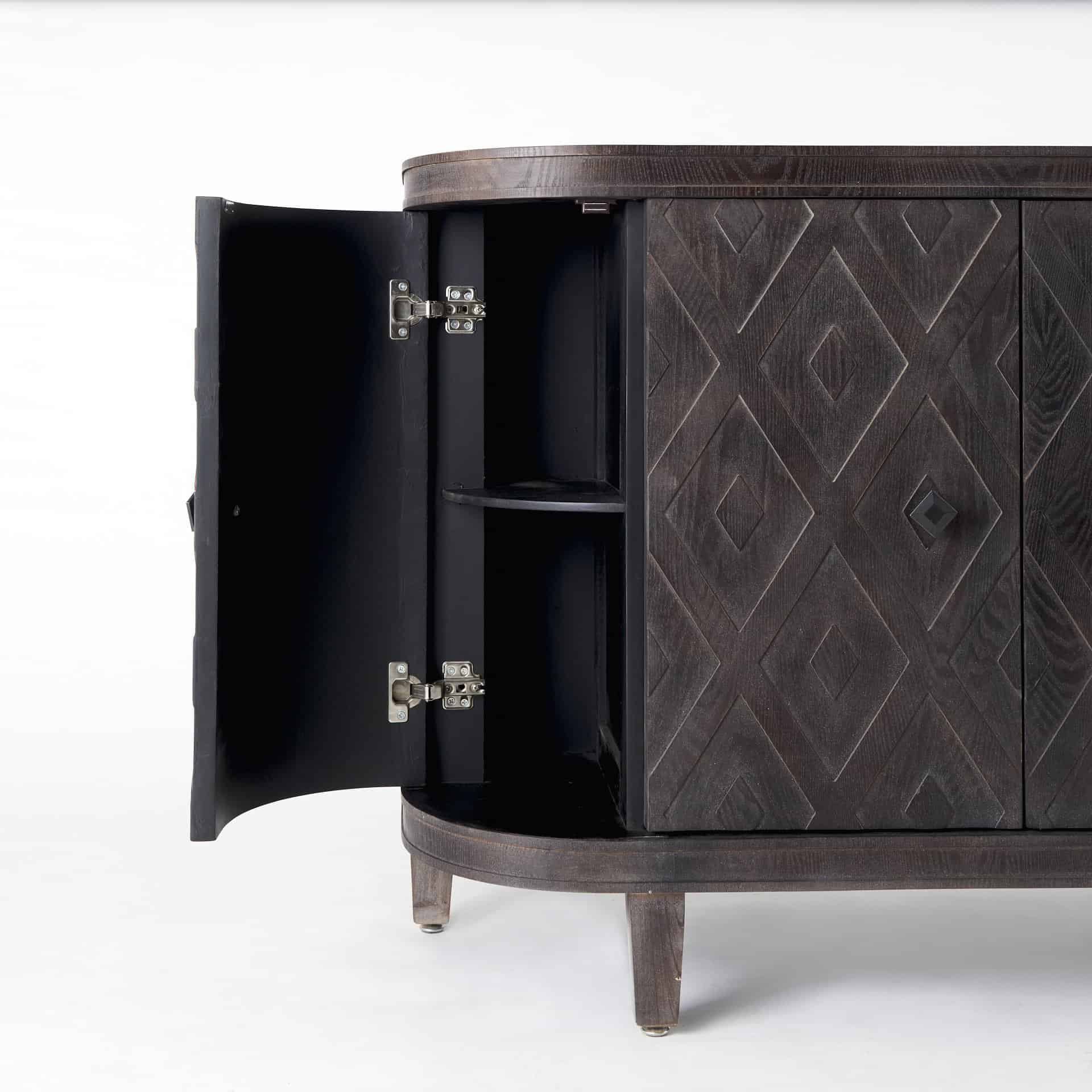 Curved Dark Brown Diamond Pattern Solid Wood Storage Cabinet 7 Curved Dark Brown Diamond Pattern Solid Wood Storage Cabinet - Image 7