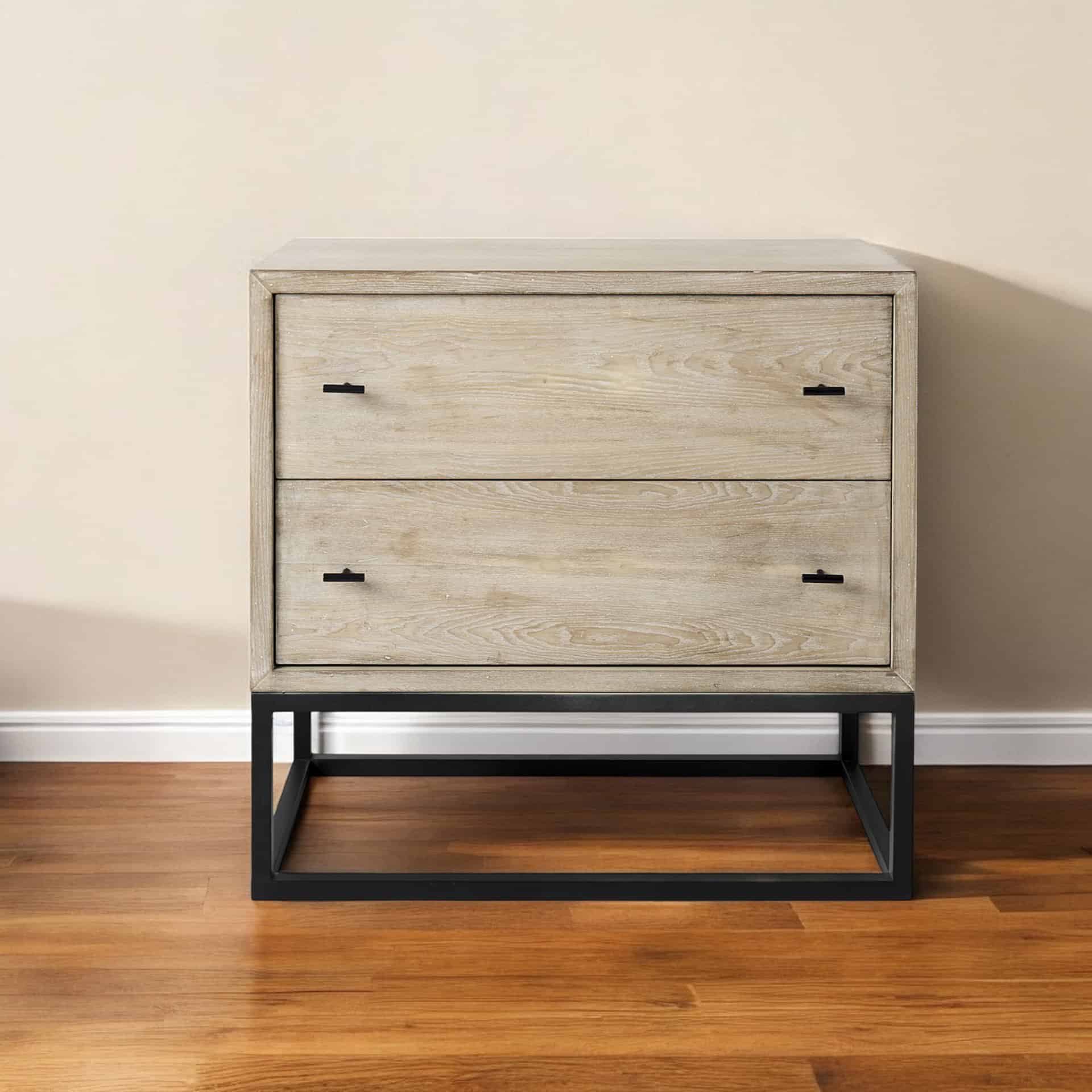 Natural Solid Wood Sideboard with Two Drawers for Storage 2 Natural Solid Wood Sideboard with Two Drawers for Storage - Image 2