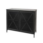 Black Iron Sideboard with Glass Doors and Ample Storage 13 Black Iron Sideboard with Glass Doors and Ample Storage