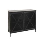 Black Iron Sideboard with Glass Doors and Ample Storage 12 Black Iron Sideboard with Glass Doors and Ample Storage