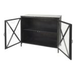 Black Iron Sideboard with Glass Doors and Ample Storage 14 Black Iron Sideboard with Glass Doors and Ample Storage