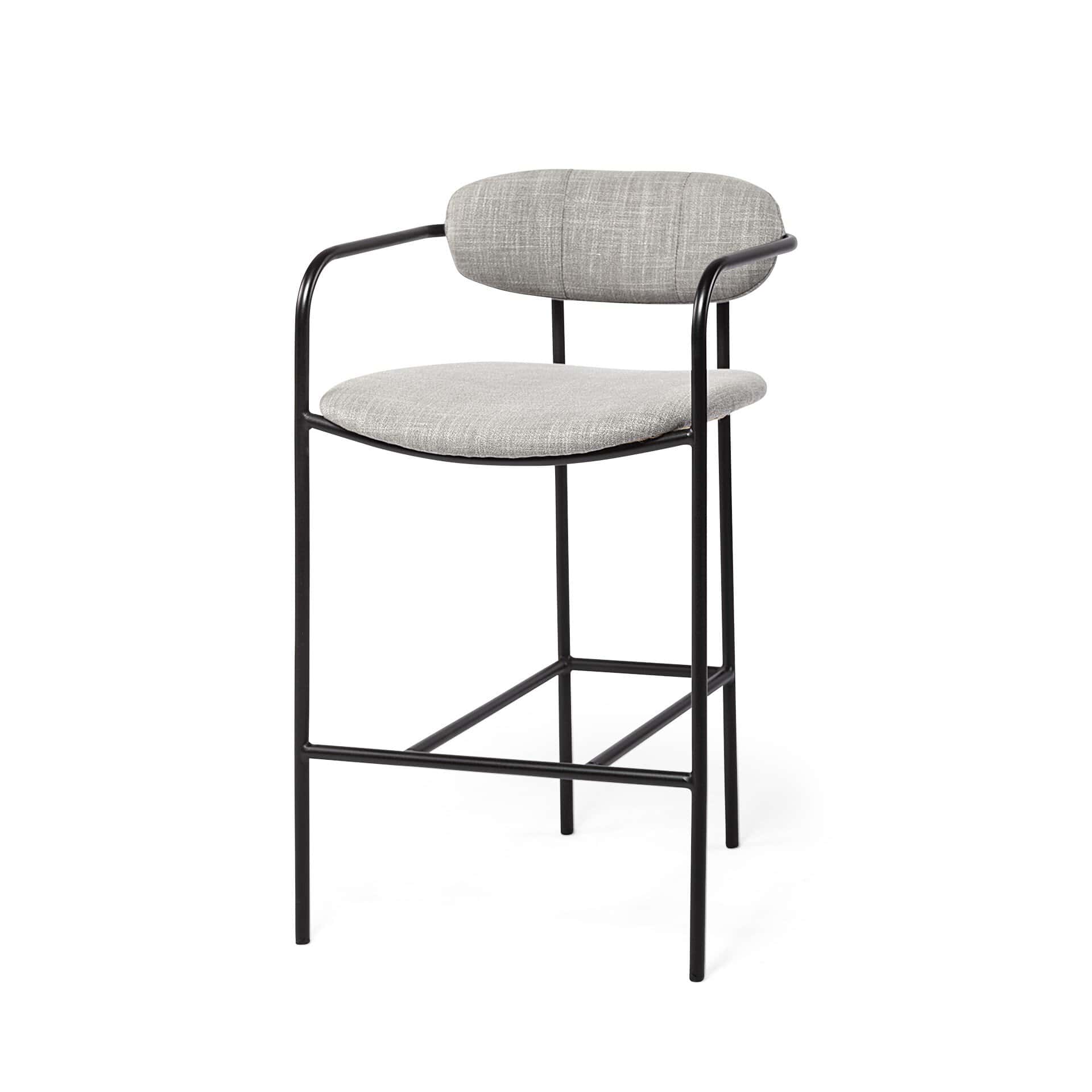 27-Inch Gray and Black Upholstered Metal Counter Height Bar Stool 1 27-Inch Gray and Black Upholstered Metal Counter Height Bar Stool