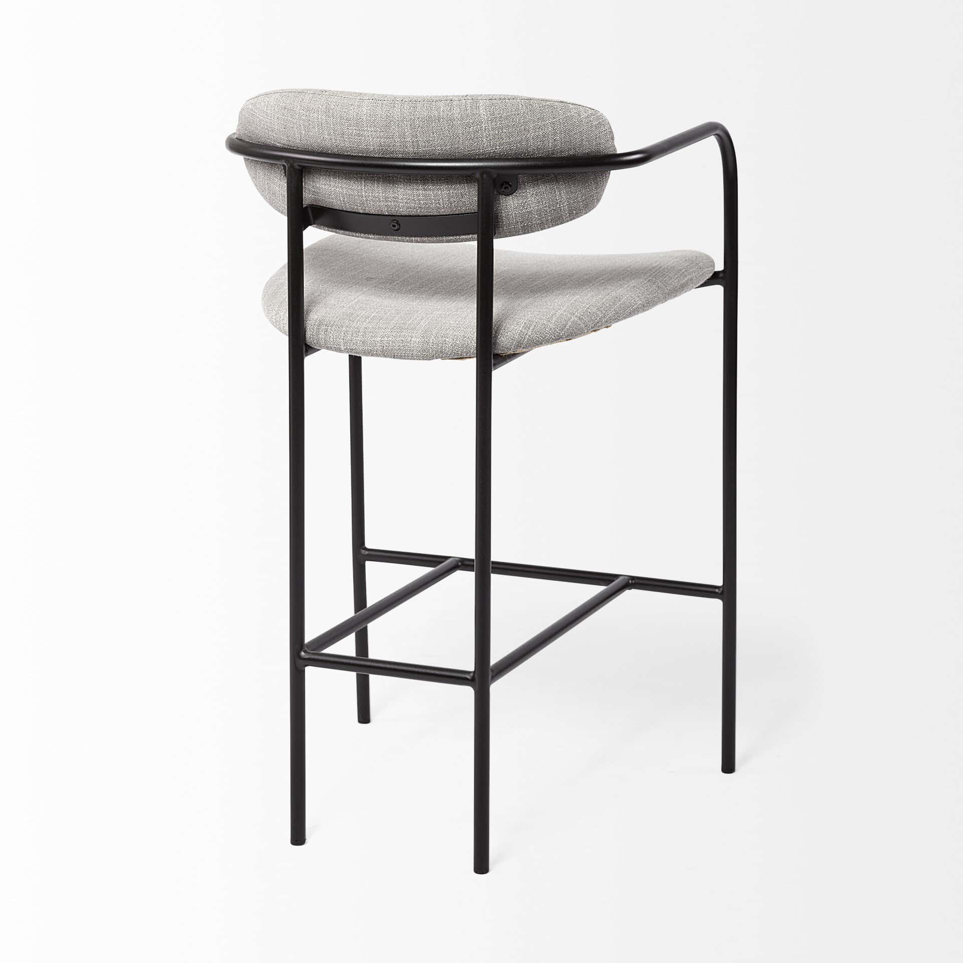 27-Inch Gray and Black Upholstered Metal Counter Height Bar Stool 6 27-Inch Gray and Black Upholstered Metal Counter Height Bar Stool - Image 6