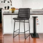 29-Inch Black Iron Counter Height Bar Stool With Back