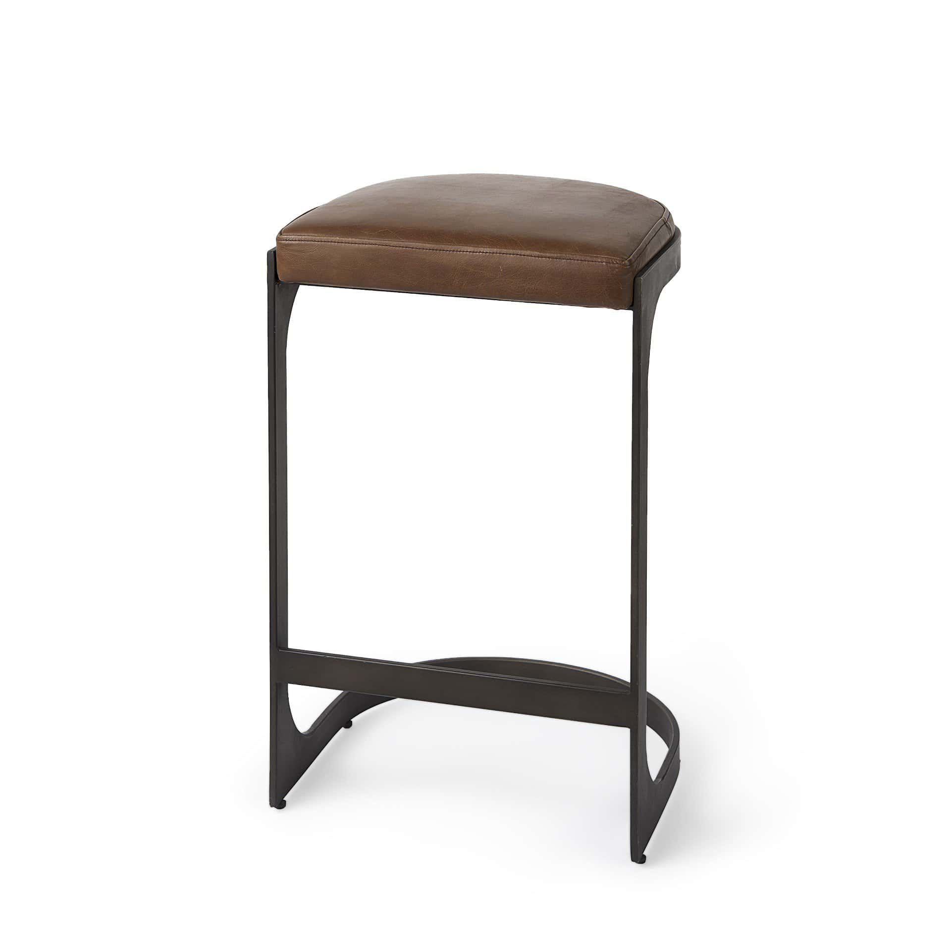 29-Inch Medium Brown Backless Iron Bar Stool with Footrest 1 29-Inch Medium Brown Backless Iron Bar Stool with Footrest