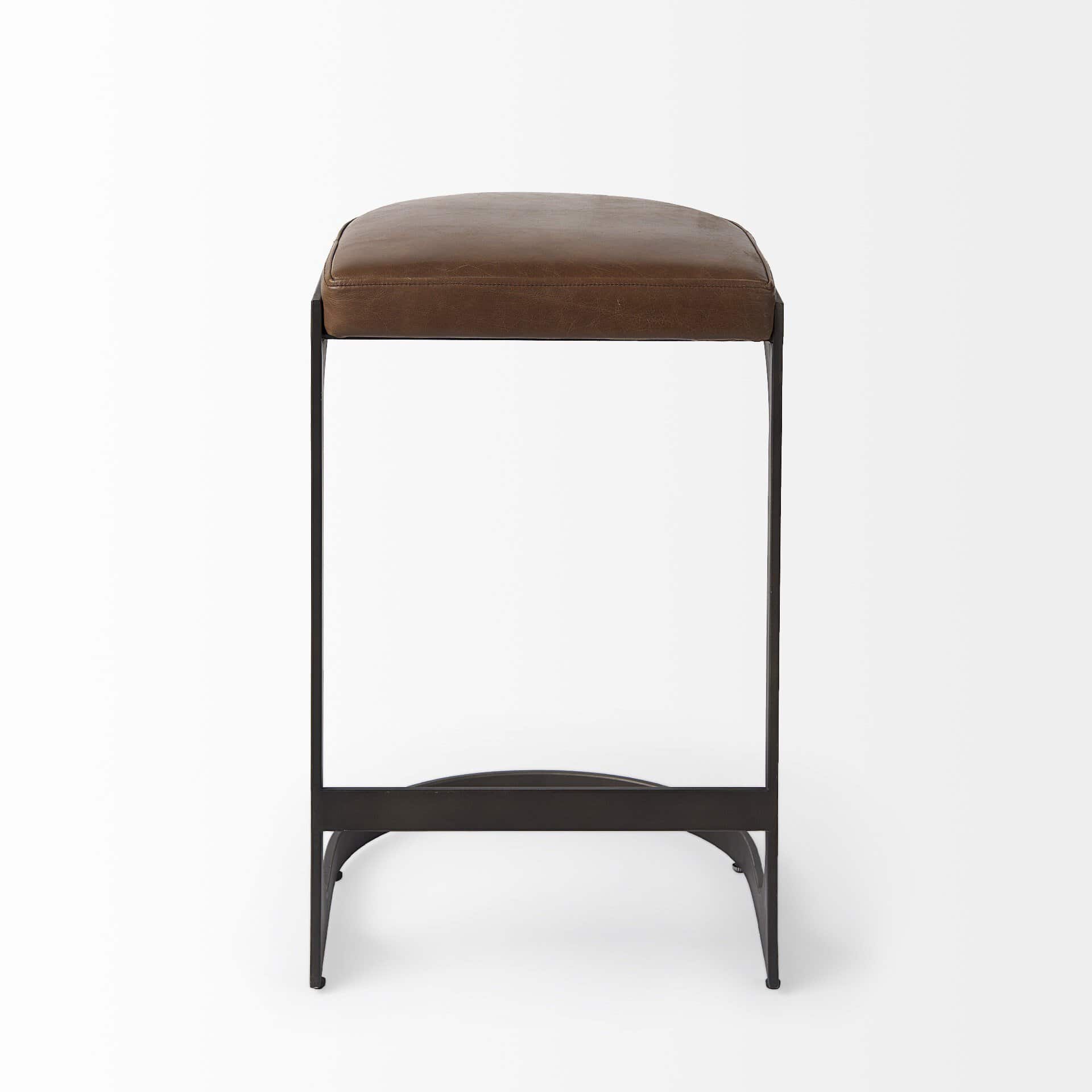 29-Inch Medium Brown Backless Iron Bar Stool with Footrest 3 29-Inch Medium Brown Backless Iron Bar Stool with Footrest - Image 3