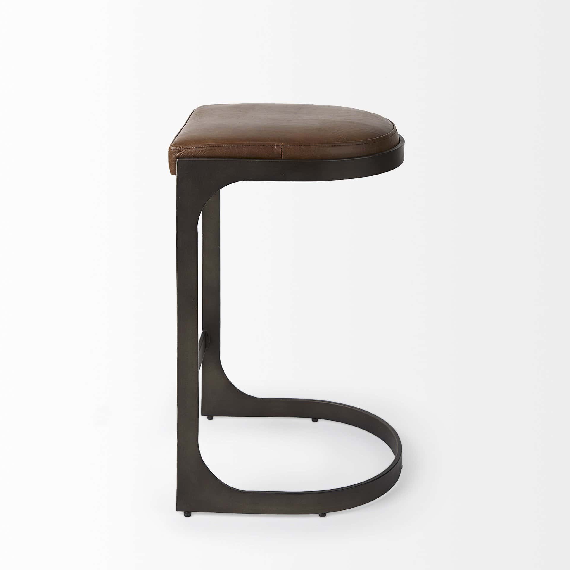 29-Inch Medium Brown Backless Iron Bar Stool with Footrest 4 29-Inch Medium Brown Backless Iron Bar Stool with Footrest - Image 4