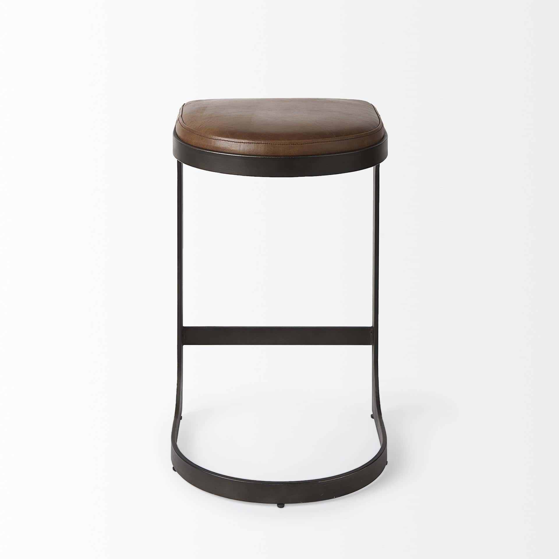29-Inch Medium Brown Backless Iron Bar Stool with Footrest 5 29-Inch Medium Brown Backless Iron Bar Stool with Footrest - Image 5