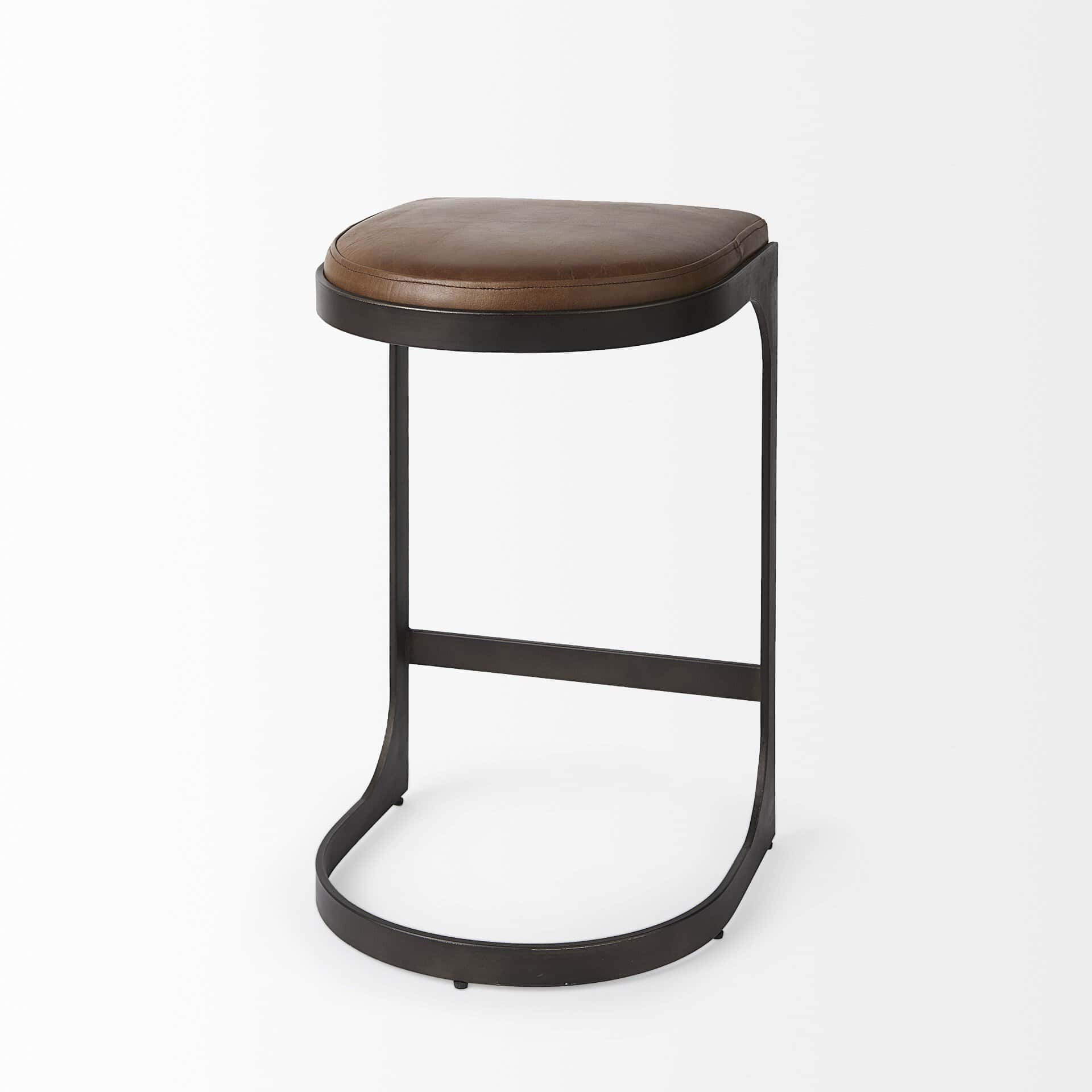 29-Inch Medium Brown Backless Iron Bar Stool with Footrest 6 29-Inch Medium Brown Backless Iron Bar Stool with Footrest - Image 6