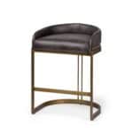 29-Inch Black and Brown Leather Low Back Bar Stool