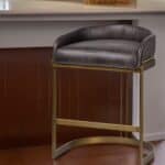 29-Inch Black and Brown Leather Low Back Bar Stool