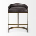 29-Inch Black and Brown Leather Low Back Bar Stool