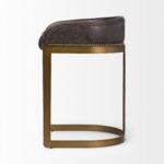 29-Inch Black and Brown Leather Low Back Bar Stool
