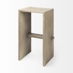 30-Inch Brown Wood Backless Counter Height Bar Stool with Footrest