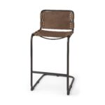 35-Inch Brown Leather and Steel Bar Stool with Footrest 11 35-Inch Brown Leather and Steel Bar Stool with Footrest