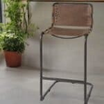 35-Inch Brown Leather and Steel Bar Stool with Footrest 10 35-Inch Brown Leather and Steel Bar Stool with Footrest