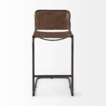 35-Inch Brown Leather and Steel Bar Stool with Footrest 12 35-Inch Brown Leather and Steel Bar Stool with Footrest