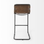 35-Inch Brown Leather and Steel Bar Stool with Footrest 14 35-Inch Brown Leather and Steel Bar Stool with Footrest