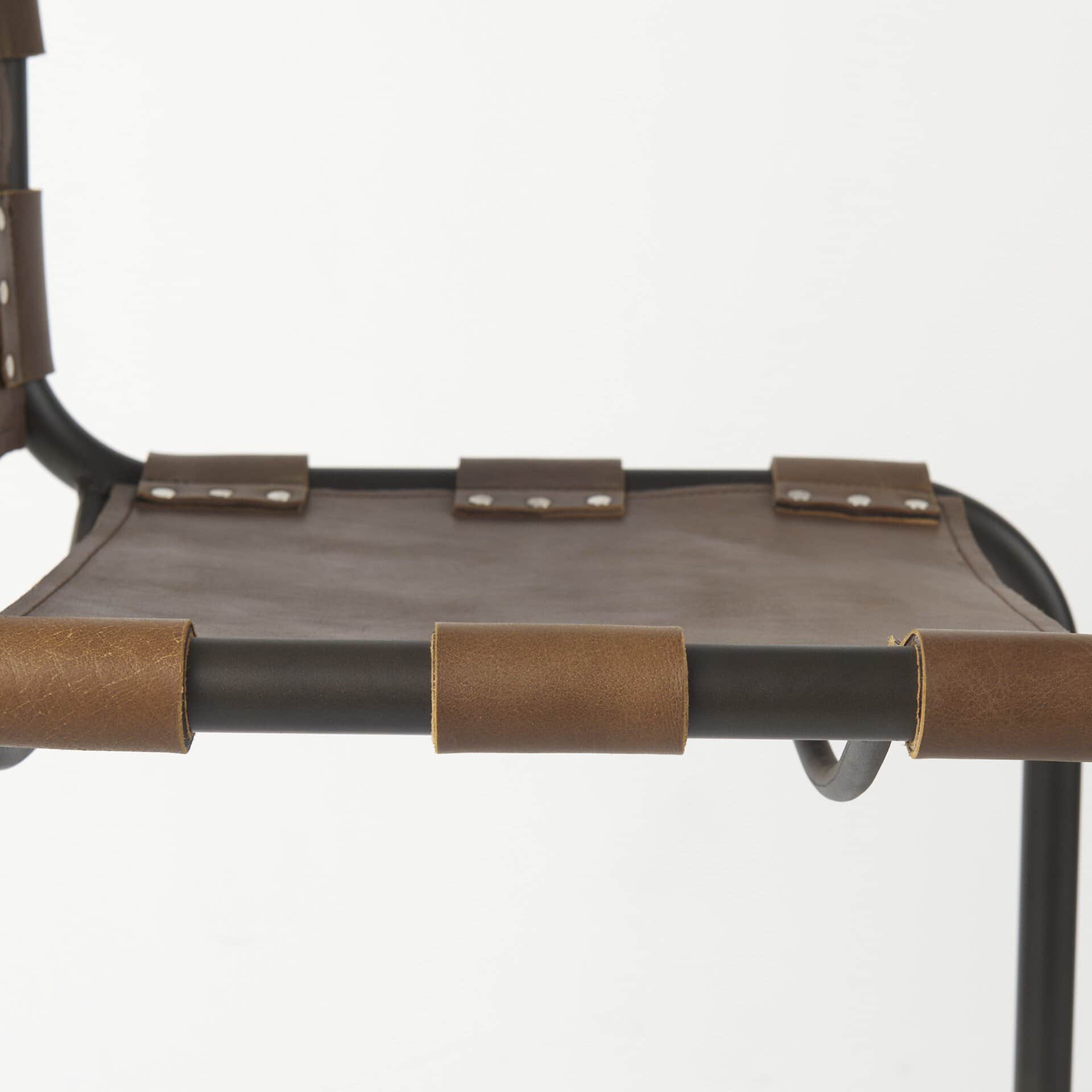 35-Inch Brown Leather and Steel Bar Stool with Footrest 9 35-Inch Brown Leather and Steel Bar Stool with Footrest - Image 9