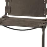 42-Inch Brown Leather and Black Iron Bar Stool