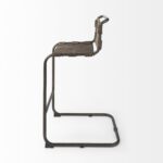 42-Inch Brown Leather and Black Iron Bar Stool